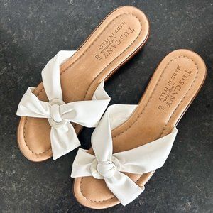 Womens Wedge Sandals 9W, Slip on Sandals, Tuscany womens sandals, Cream sandals